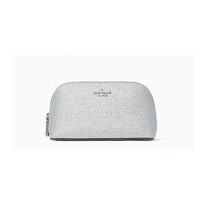NWT Kate Spade Shimmy Glitter Small Cosmetic Case (Lunar Light Silver)